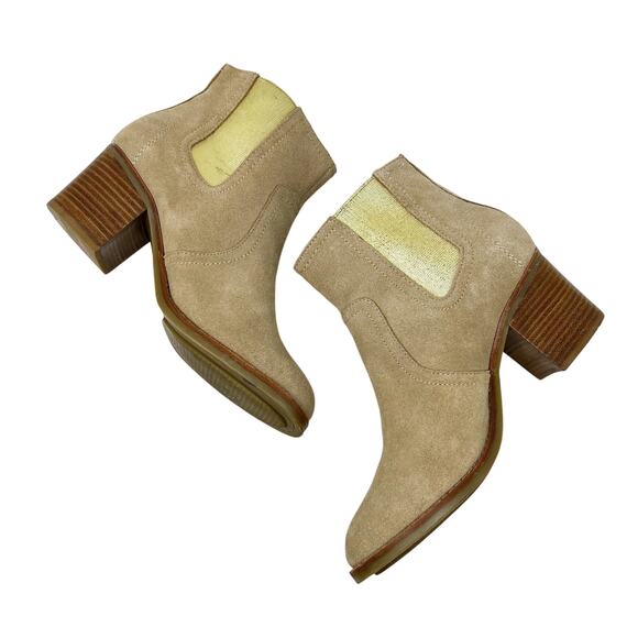 NEW Sperry Top-Sider Marlow Suede Heeled Ankle Boots Tan/Gold Shimmer size 8 M - Picture 7 of 16